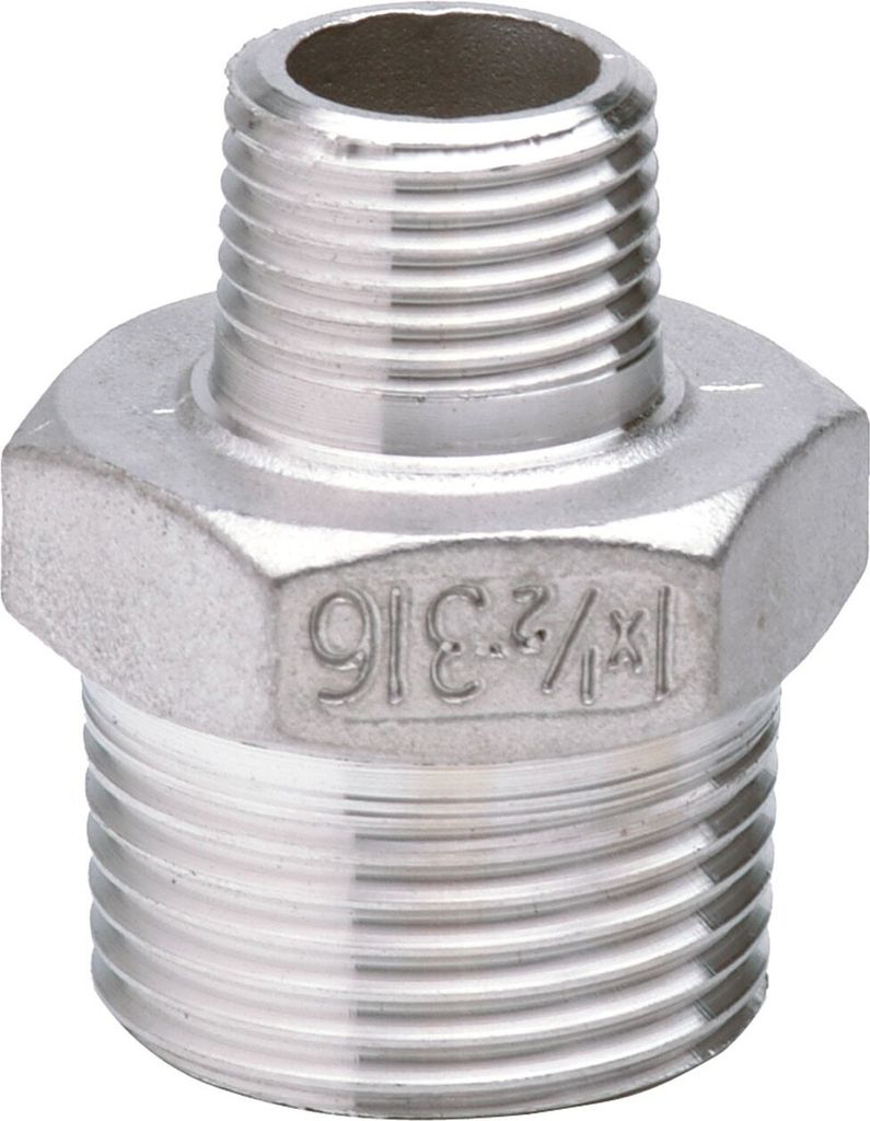 Edelstahl Fitting Reduziernippel 1 x 1/2 Zoll Gewindefitting