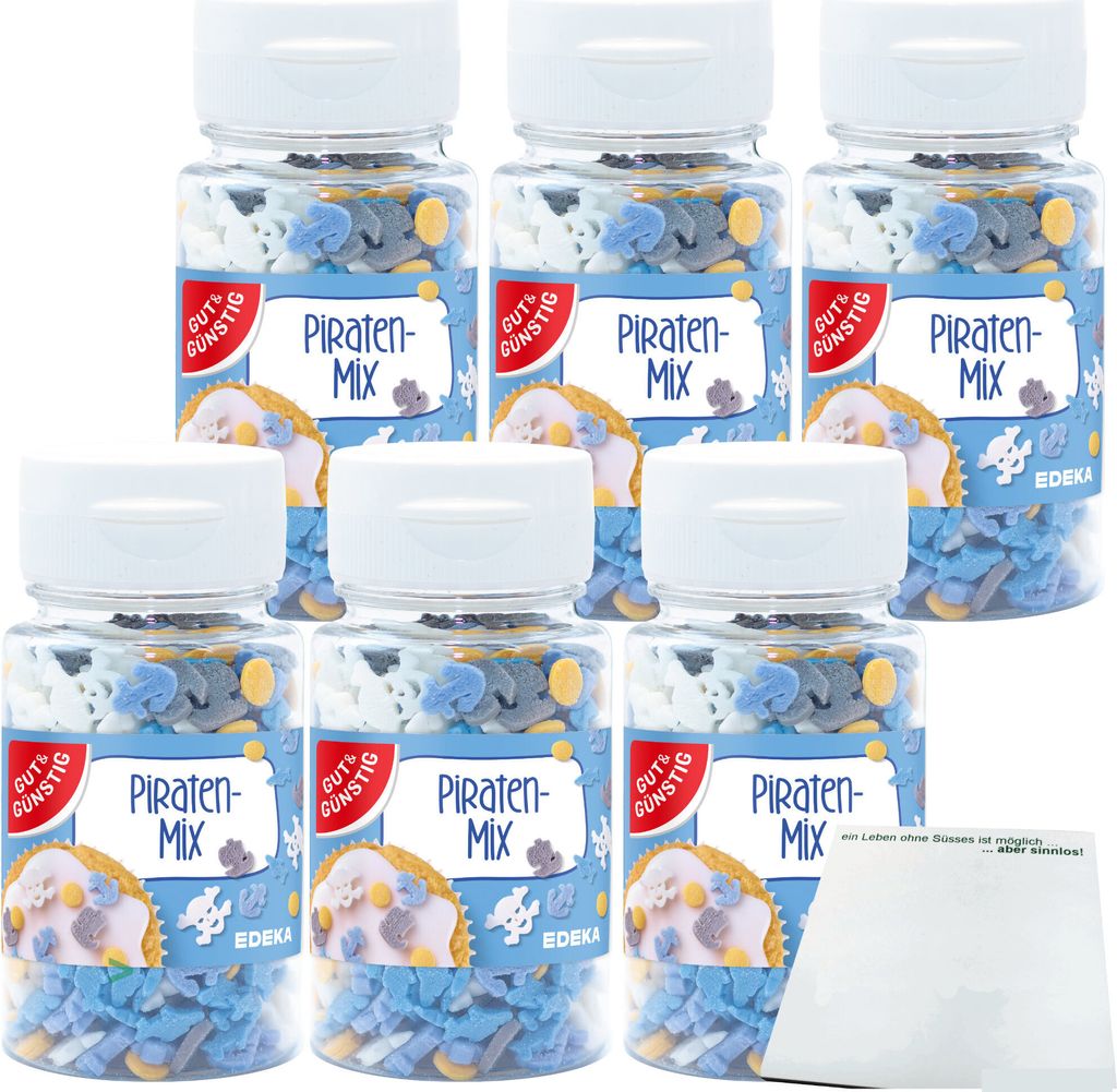 Gut & Günstig Streudekor Meer Piraten-Mix 6er Pack (6x57g) + usy Block