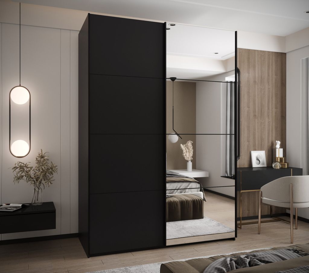 Zweitüriger Kleiderschrank SAMARA 3 - 180 cm, schwarz/schwarz