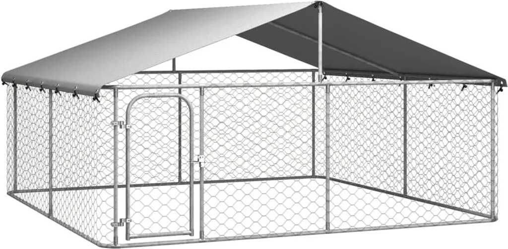 Enclos pour chien grillagé 3x3m avec bâche de protection supérieure