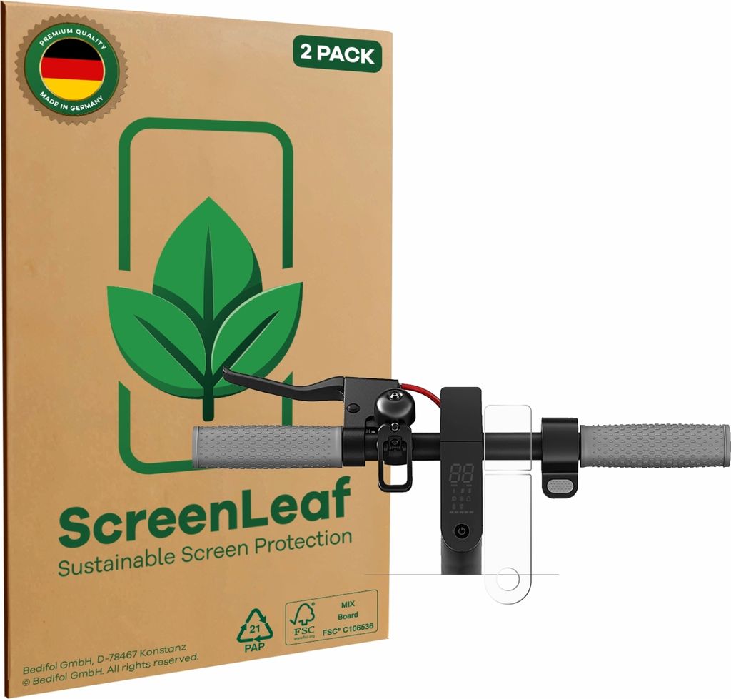 2x ScreenLeaf Schutzfolie für Xiaomi Mi 1S / Mi M365 / Mi Pro 2 nachhaltiger Displayschutz Display Schutz Folie Klar Transparent