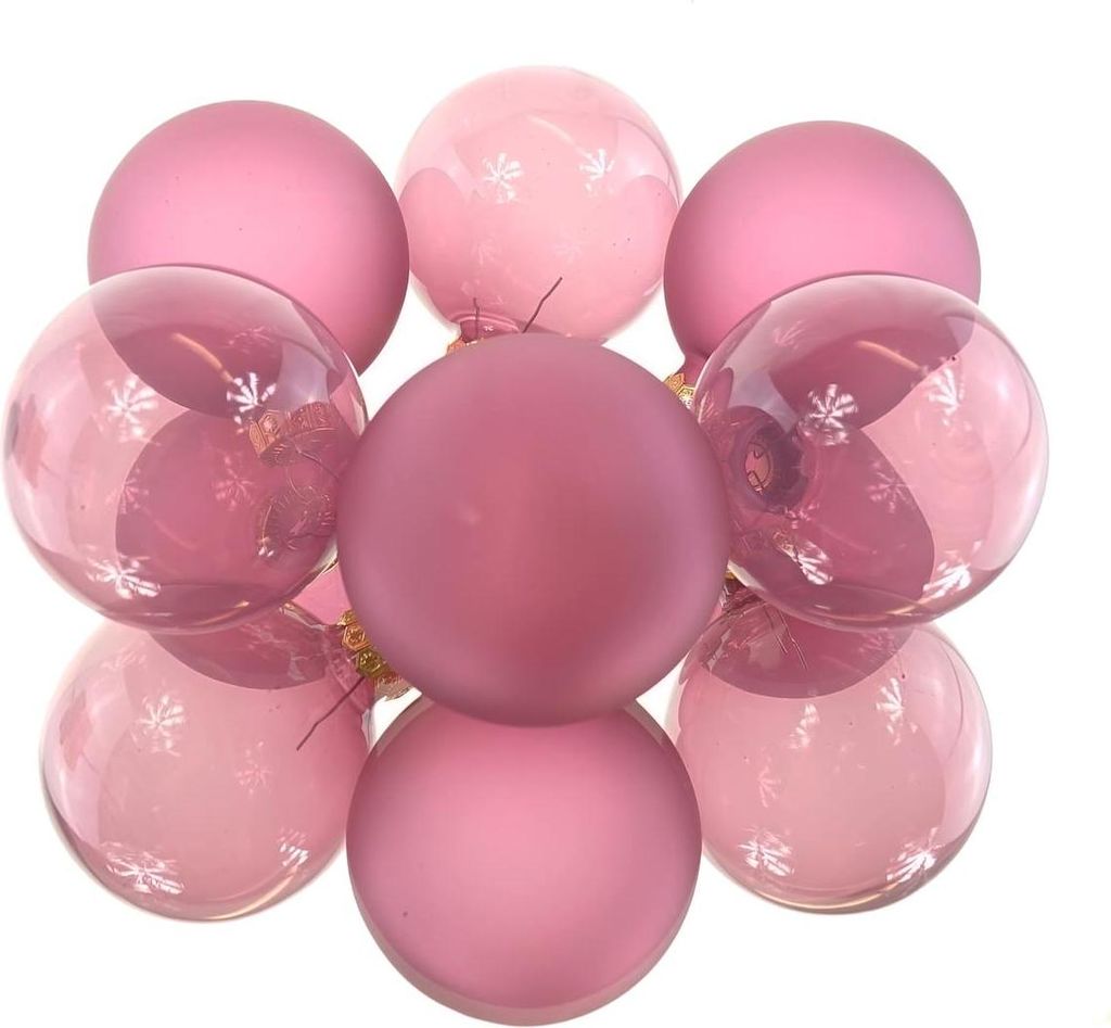 Christbaumkugeln Altpink 3 x transparent & 3 x matt Ø 6 cm aus Glas - 6er Set