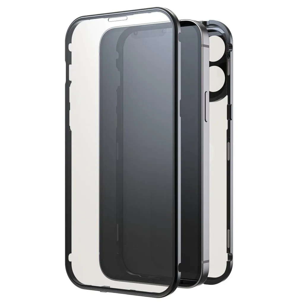 Protection magnétique 360 en verre pour iPhone 15 Pro Max Noir