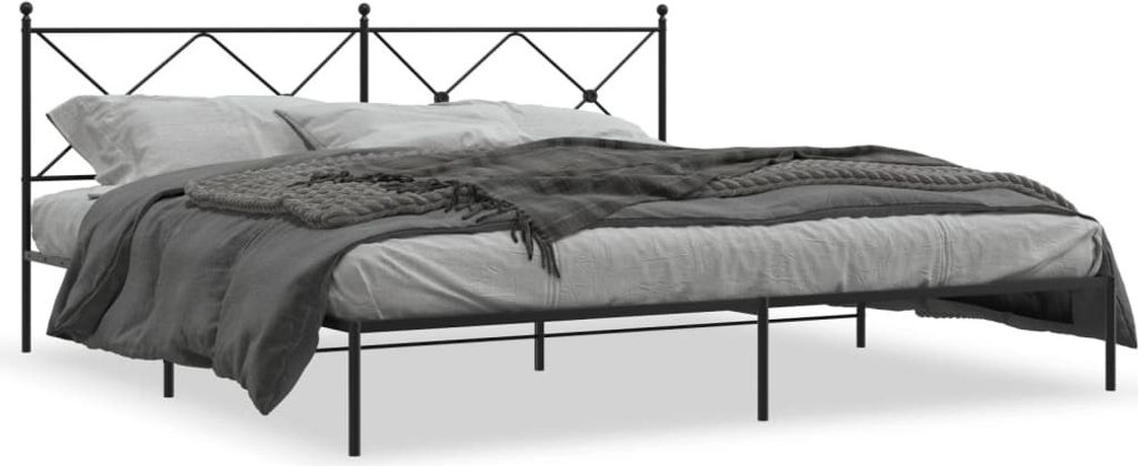 Maison Exclusive - Bettgestell mit Kopfteil Metall Schwarz 193x203 cm