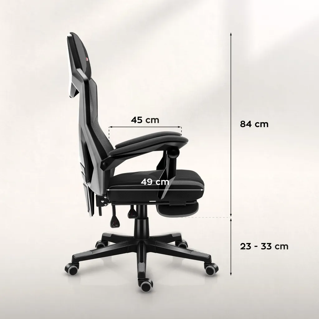 Huzaro Combat 3.1 Gris Chaise de jeu avec repose-pieds escamotable