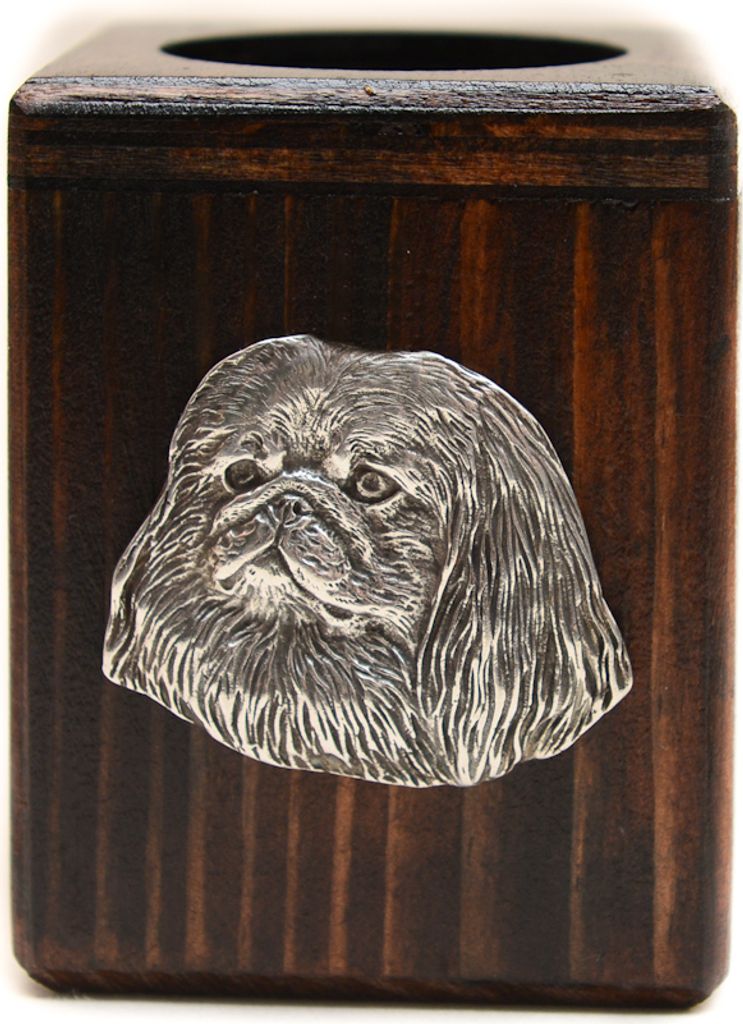 Pekingese, Pekinese, Peking-Palasthund - Holzkerzenständer mit Hund, einzigartiges Andenken an den Verlust eines Hundes, Handwerkskunst der Marke ...