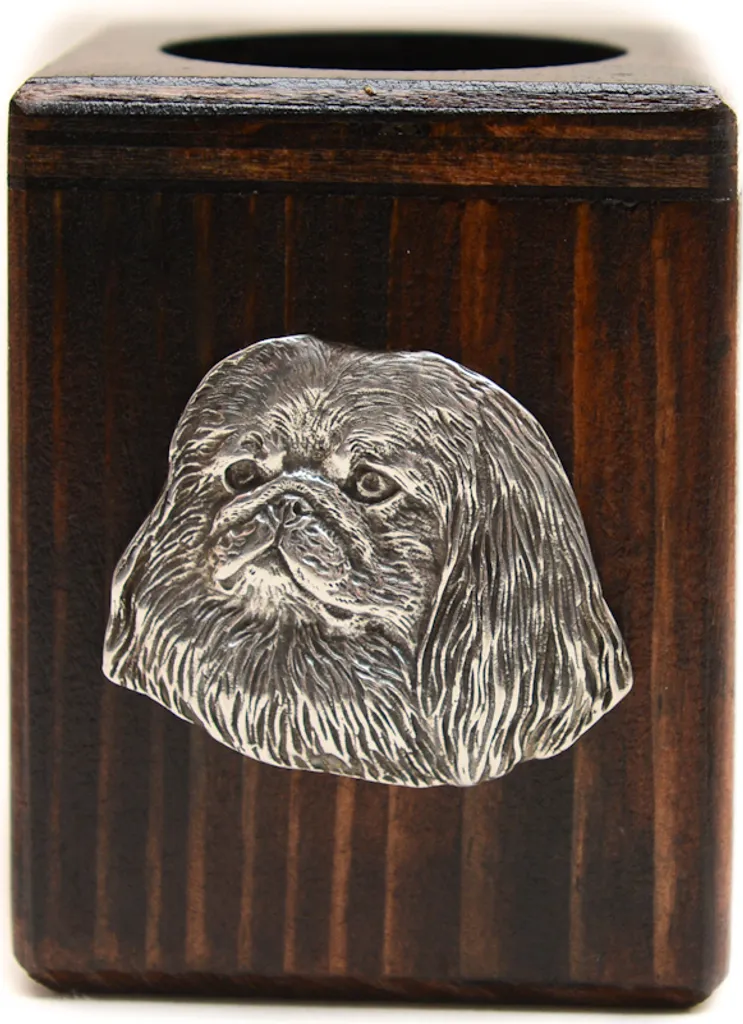 Bougeoir en bois Chien Pékinois Art-Dog : souvenir artisanal unique