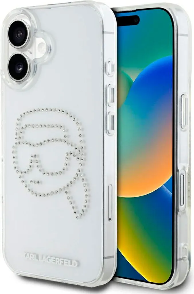 Karl Lagerfeld Custodia iPhone 16 Trasparente con Strass | Cover Lusso