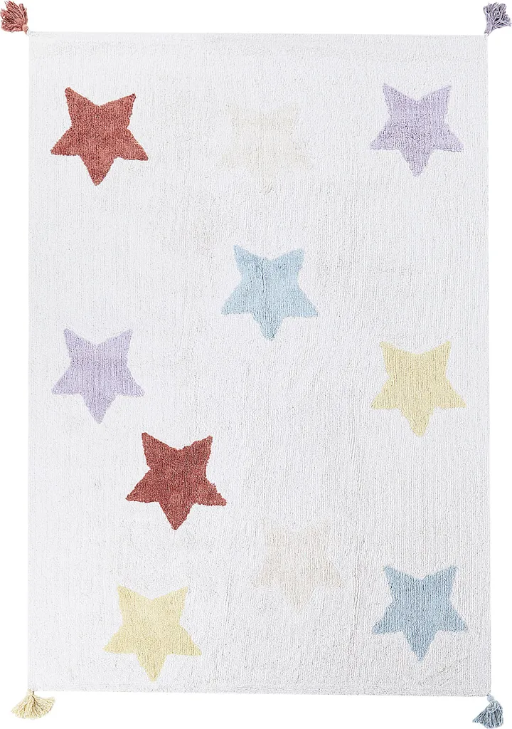 Tapis en Coton Multicolore Fait Main pour Enfant avec Pompons Beliani