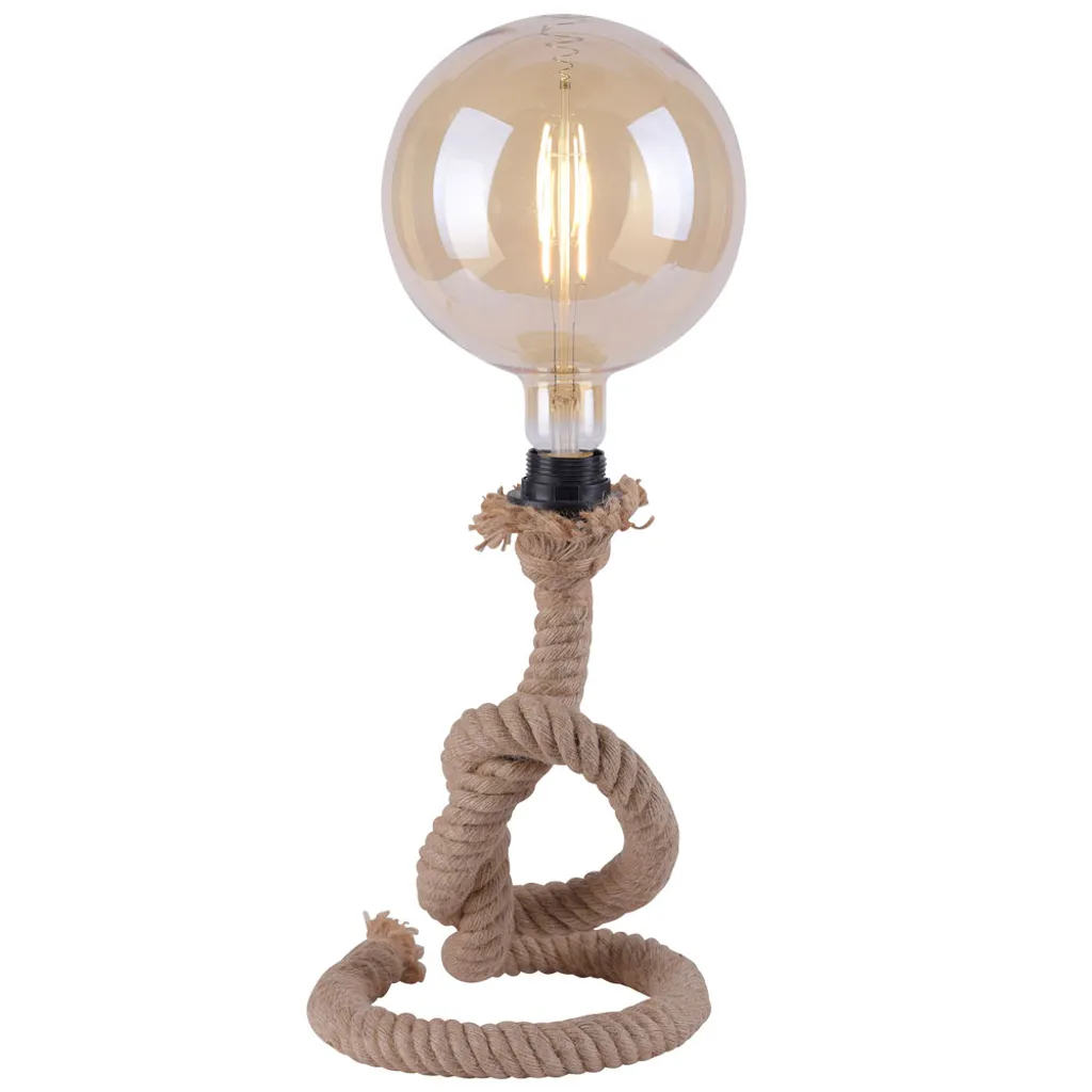 Lampe de table Rope en corde naturelle, luminaire design de H 33 cm