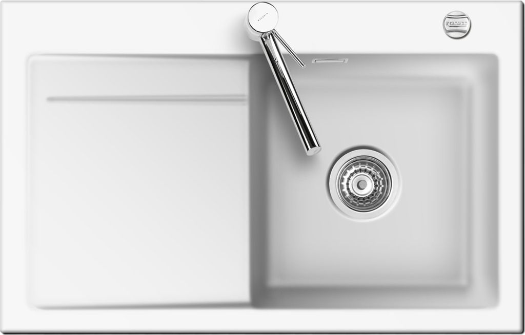 Spüle KeraDomo STEMA 80 in POLAR Becken rechts mit Excenterbedienung