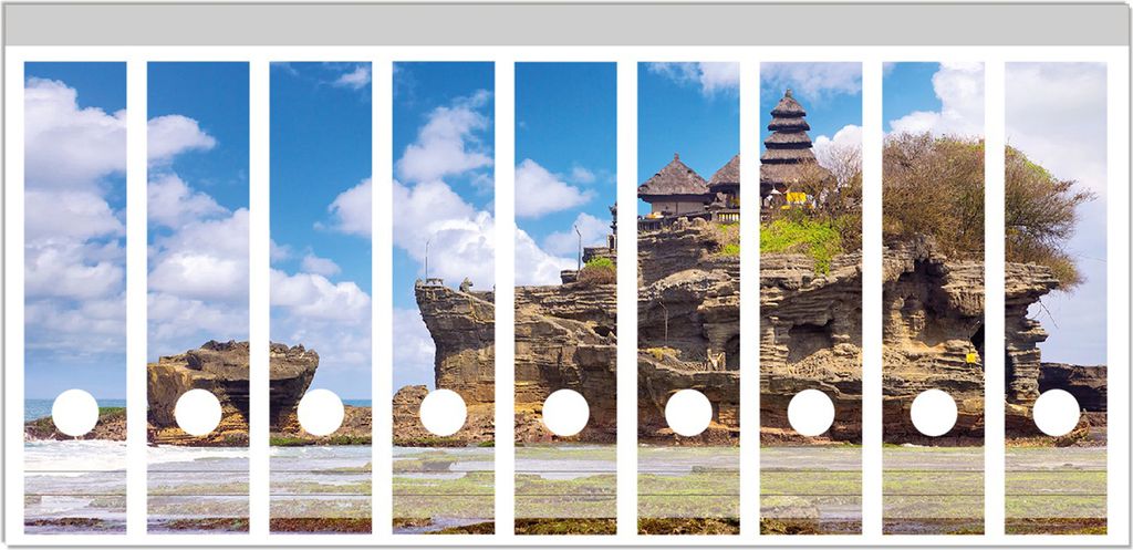 Wallario Ordnerrücken Sticker, selbstklebend für breite Ordner, 9 Stück, Motiv Wassertempel auf Bali