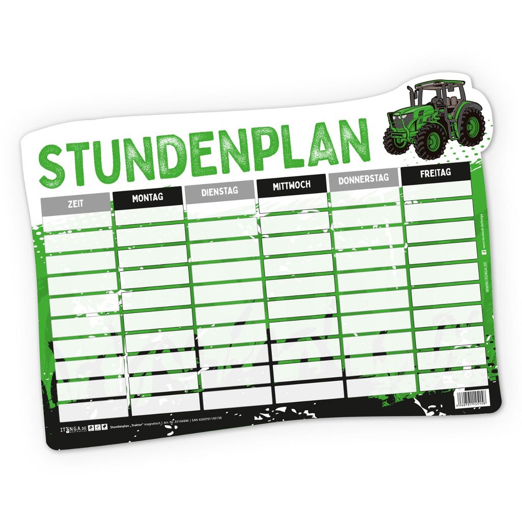 itenga Stundenplan magnetisch Motiv Traktor 31 x 22,5cm
