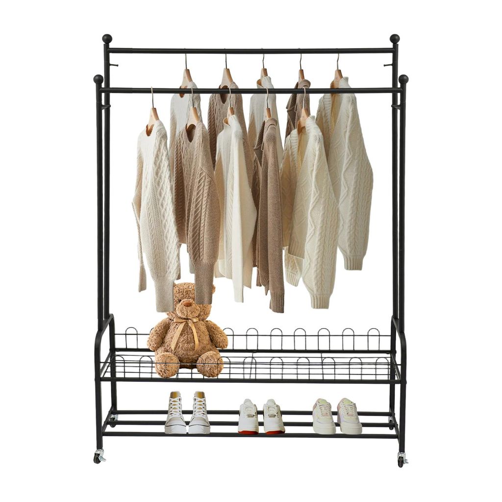 Kleiderständer mit Rollen Schwarz max 45,4 kg Kleidung, Krawatten, Hüten, Schals, Unterwäsche, Hose