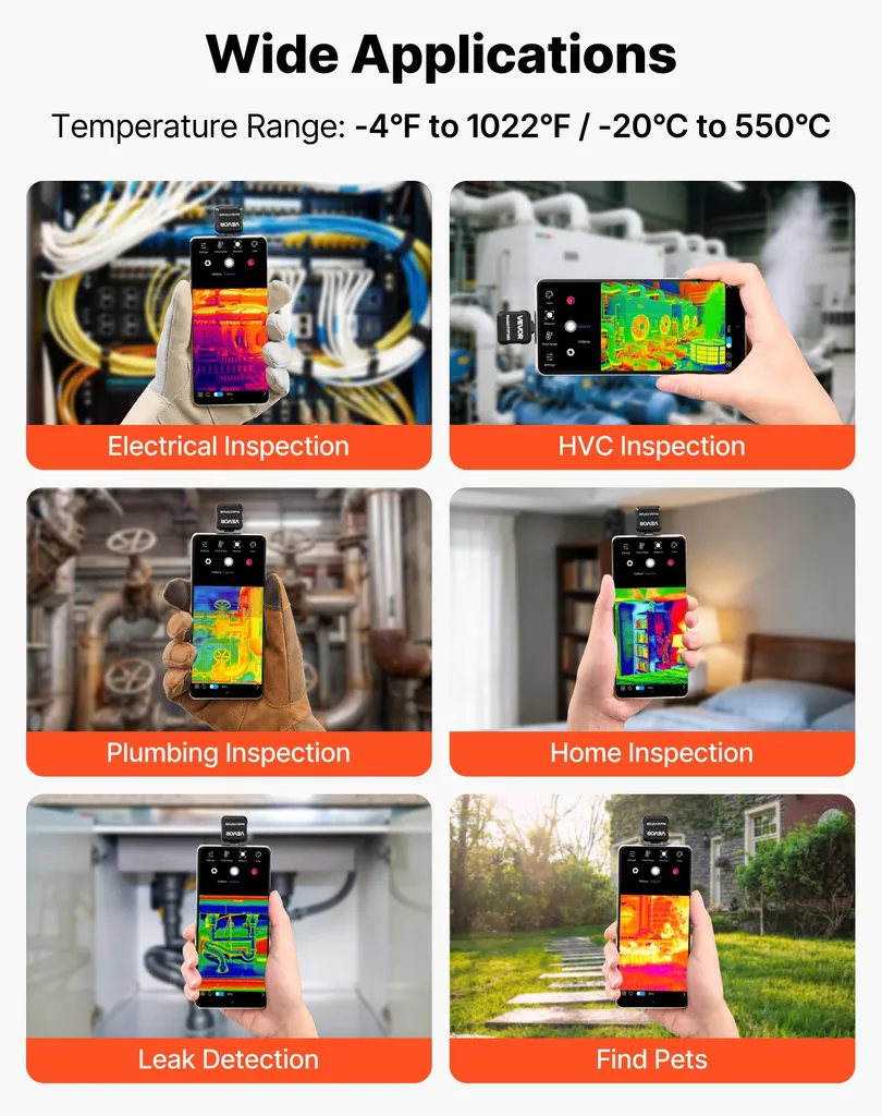 Caméra thermique VEVOR pour Android USB-C IR 160x120 Haute Résolution - 3