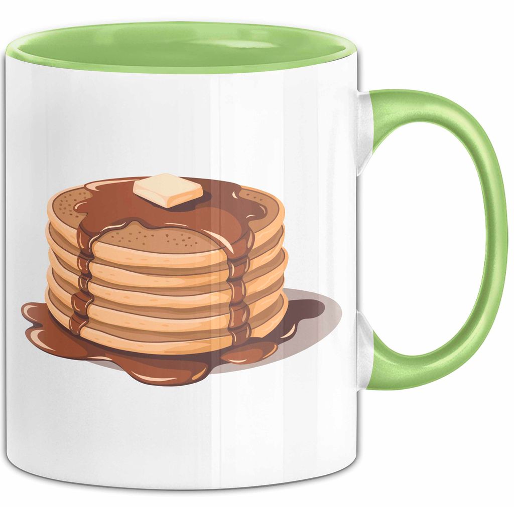 Pfannkuchen Süchtiger Tasse Geschenkidee für Morgen Stapel (Grün)