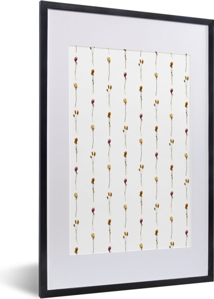 MuchoWow MuchoWow Gerahmtes Poster Blumen - Farben - Illustration 40x60 cm - Poster mit zchwarzem Bilderrahmen - Poster in Rahmen