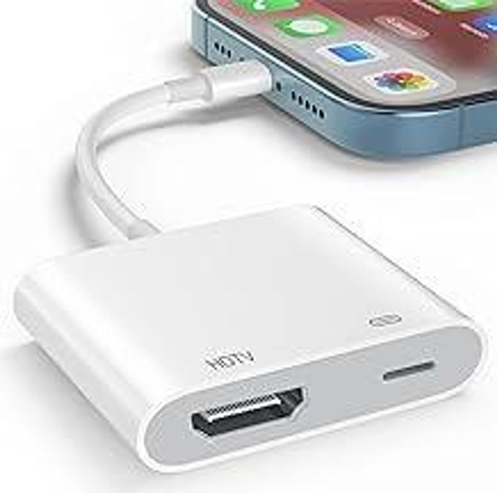 1080P Lightning auf HDMI Adapter für iPhone iPad, Digital AV Adapter für iPhone, Video Audio Sync Bildschirm Konverter Kompatibel mit TV/HDTV/Mon...