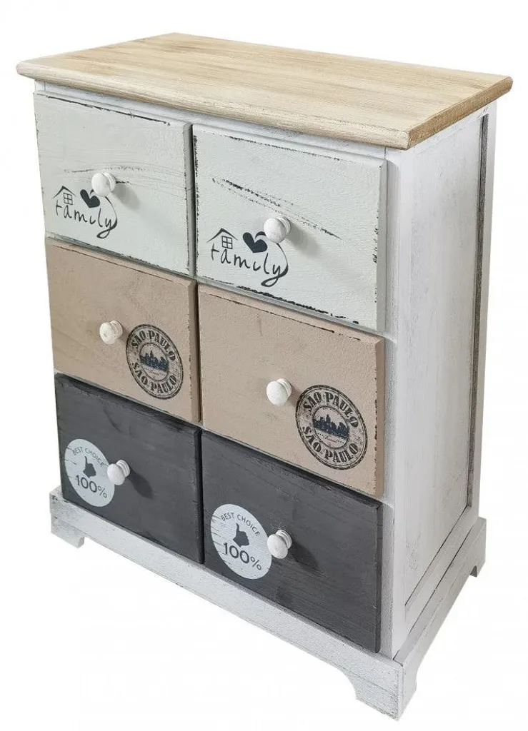 Meuble bureau bois 6 tiroirs pour tri de documents - Format 48x29x56 cm