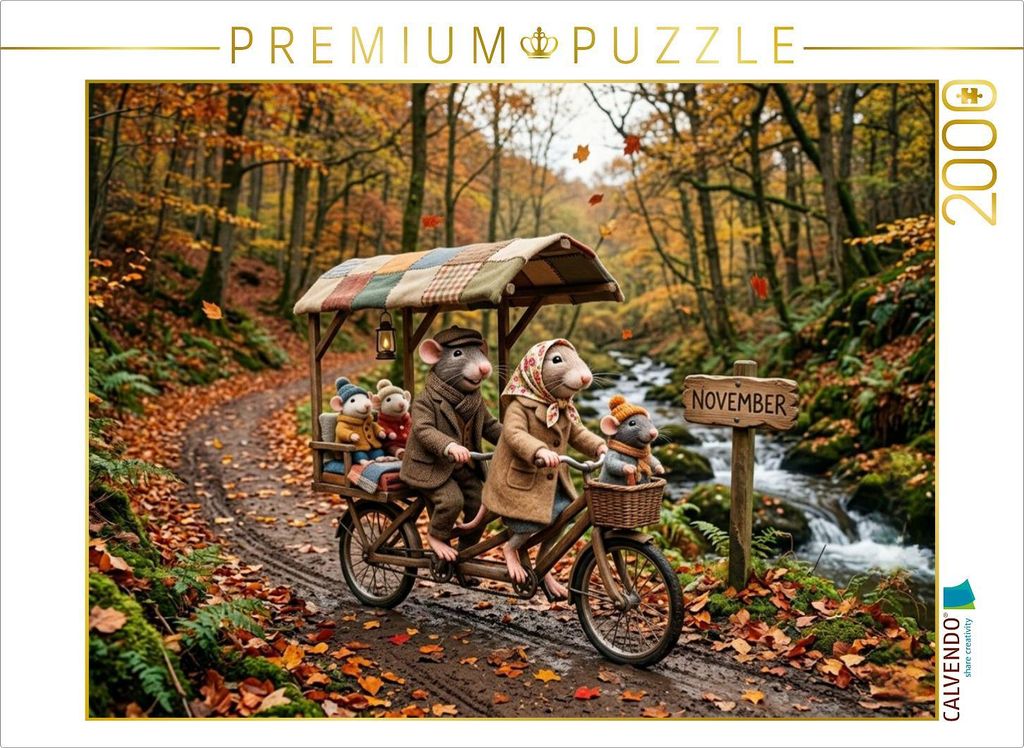 CALVENDO Puzzle Novemberfahrt am Waldbach | 2000 Teile Lege-Größe 90x67cm Foto-Puzzle für glückliche Stunden