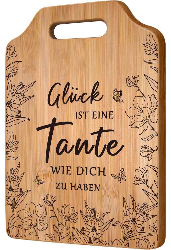 Ein schönes Weihnachtsgeschenk für Tante, ein Schneidebrett aus Bambus als Geschenk für Tante zum Geburtstag oder Muttertag.
