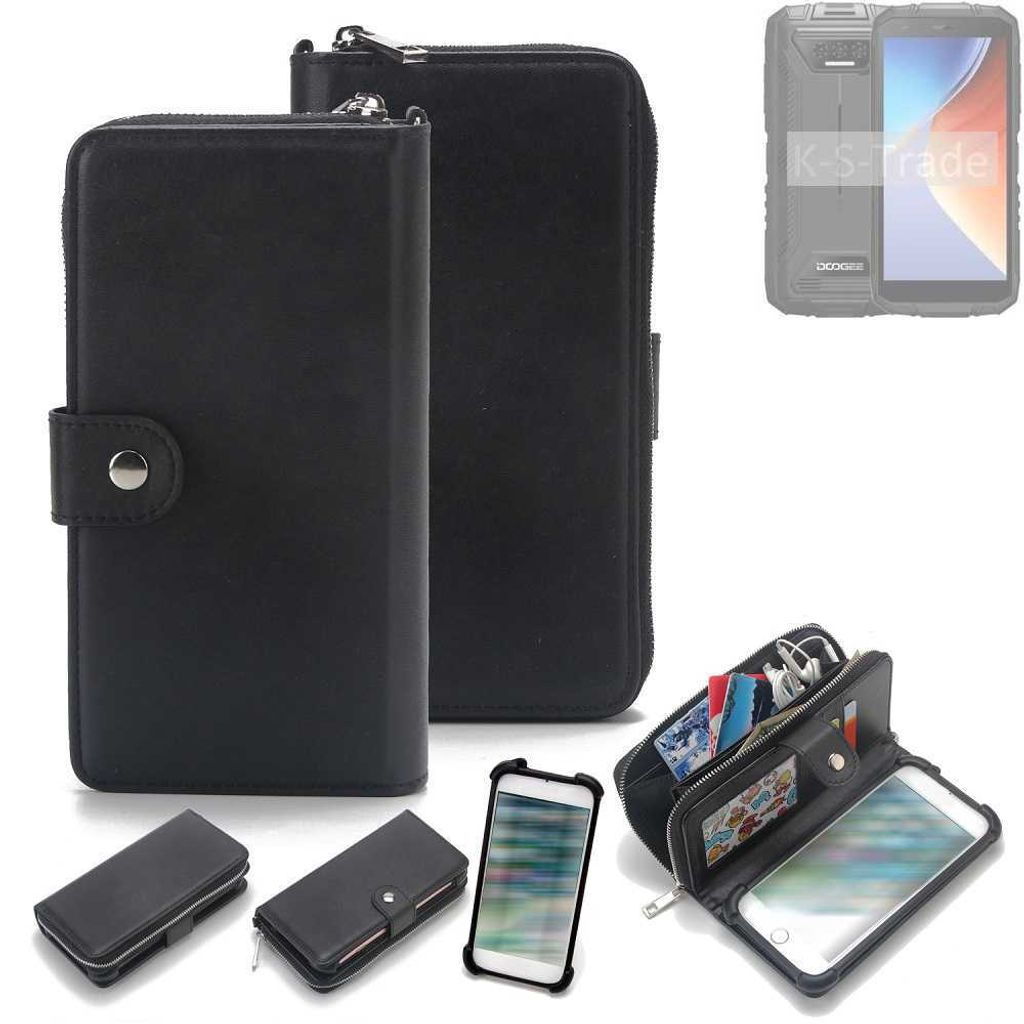 K-S-Trade 2in1 Handyhülle Schutzhülle kompatibel mit Doogee S41 Max & Portemonnee Cover Handy Hülle Case Etui Geldbörse Wallet Bookstyle Hülle