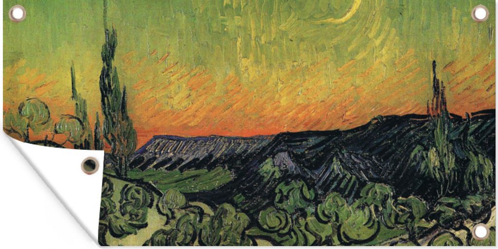 MuchoWow 160x80 cm Outdoor-Poster Gartendeko Sichtschutz Garten Poster für den Garten Spaziergang in der Dämmerung - Vincent van Gogh
