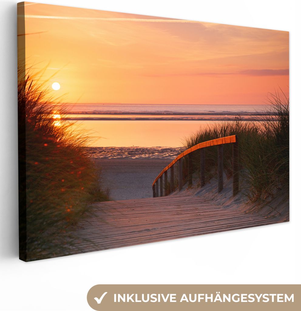 OneMillionCanvasses - Leinwandbilder - 140x90 cm, Strand - Sonne - Farben, Wandbilder Kunstdruck Wanddekoration