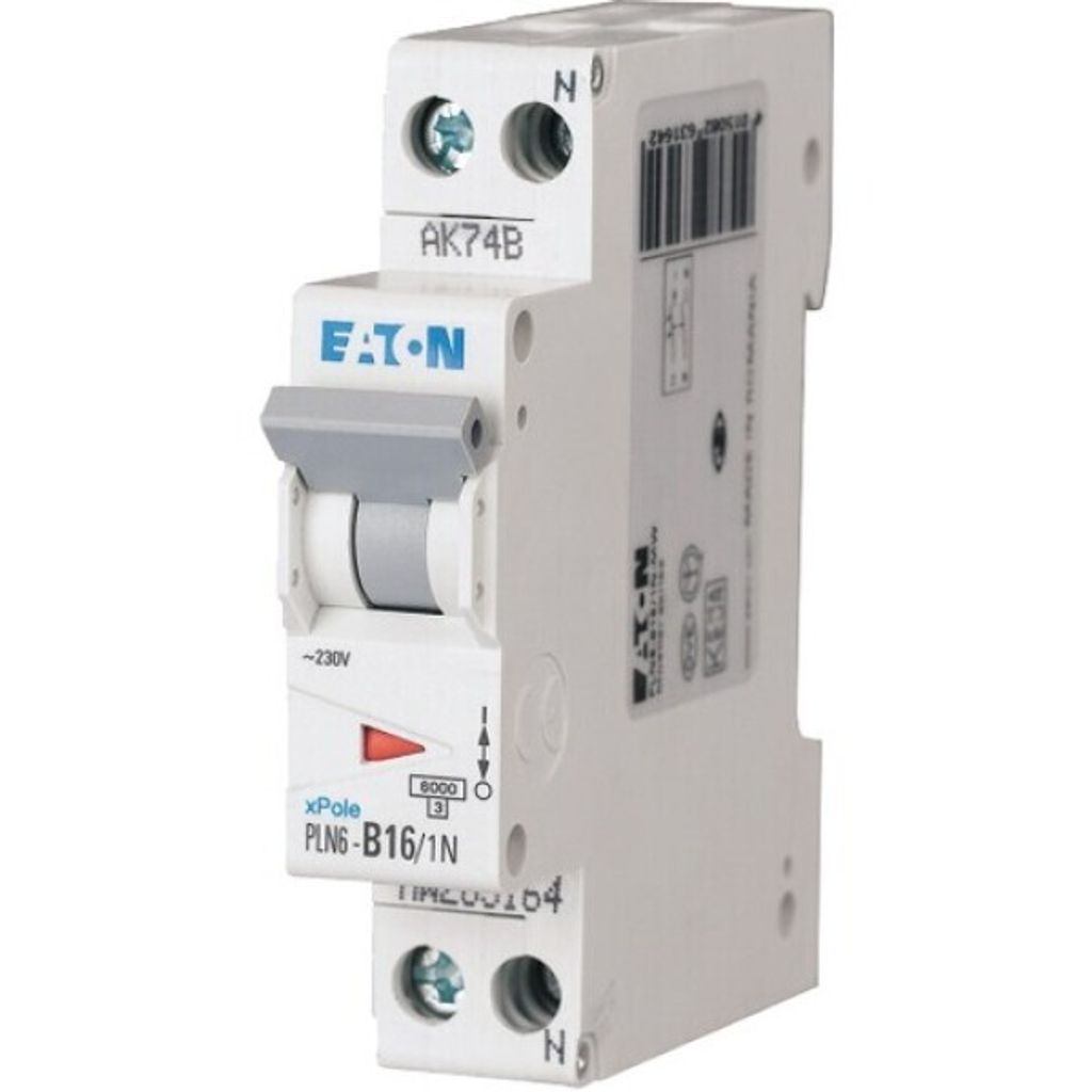 Eaton LS-Schalter 6kA B 16A/1pol+N 1TE Schmalbauweise Eaton PLN6-B16/1N-DE, 1 Stk.