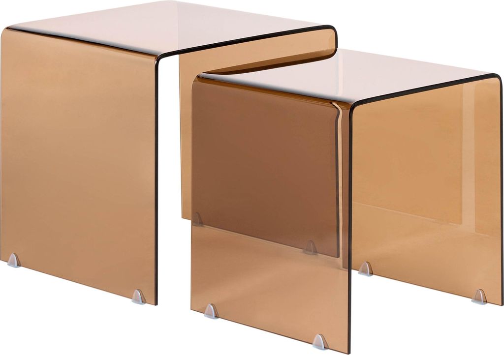BELIANI Beistelltisch 2er Set Braun Transparent Produktbild 