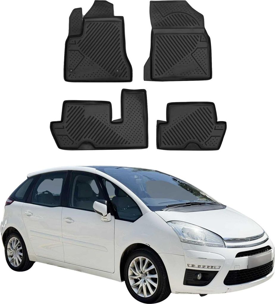 2006-2013 Citroen C4 Picasso Tappetini TPE Nero 4 pz Immagine del prodotto 