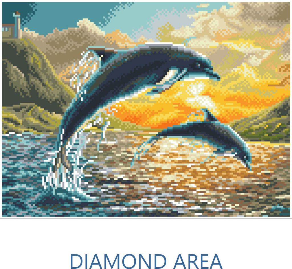 Delphin Sunset Diamond Dotz: 32x42 cm