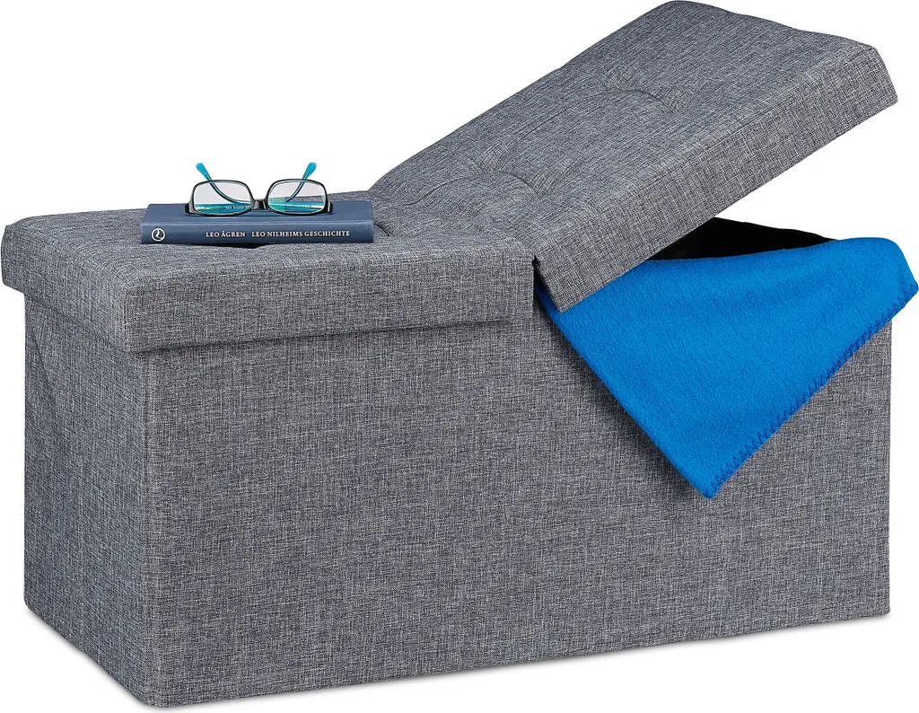 Banc Coffre de Rangement avec Assise Rembourrée et Couvercle Pratique