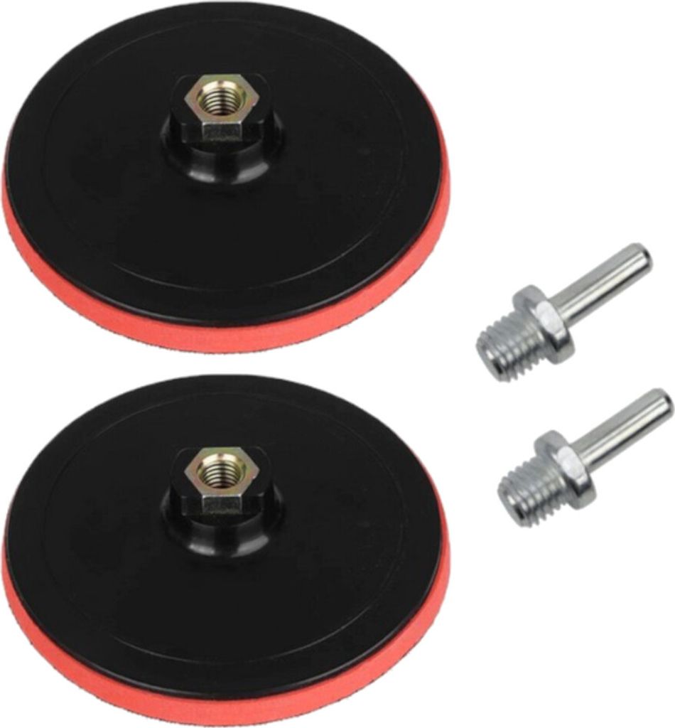 2x Trade-Shop Klett Haftteller / Schleifteller / Stützteller / Polierteller inkl. M14 Spanndorn Adapter für Winkelschleifer Poliermaschinen / Ø ...