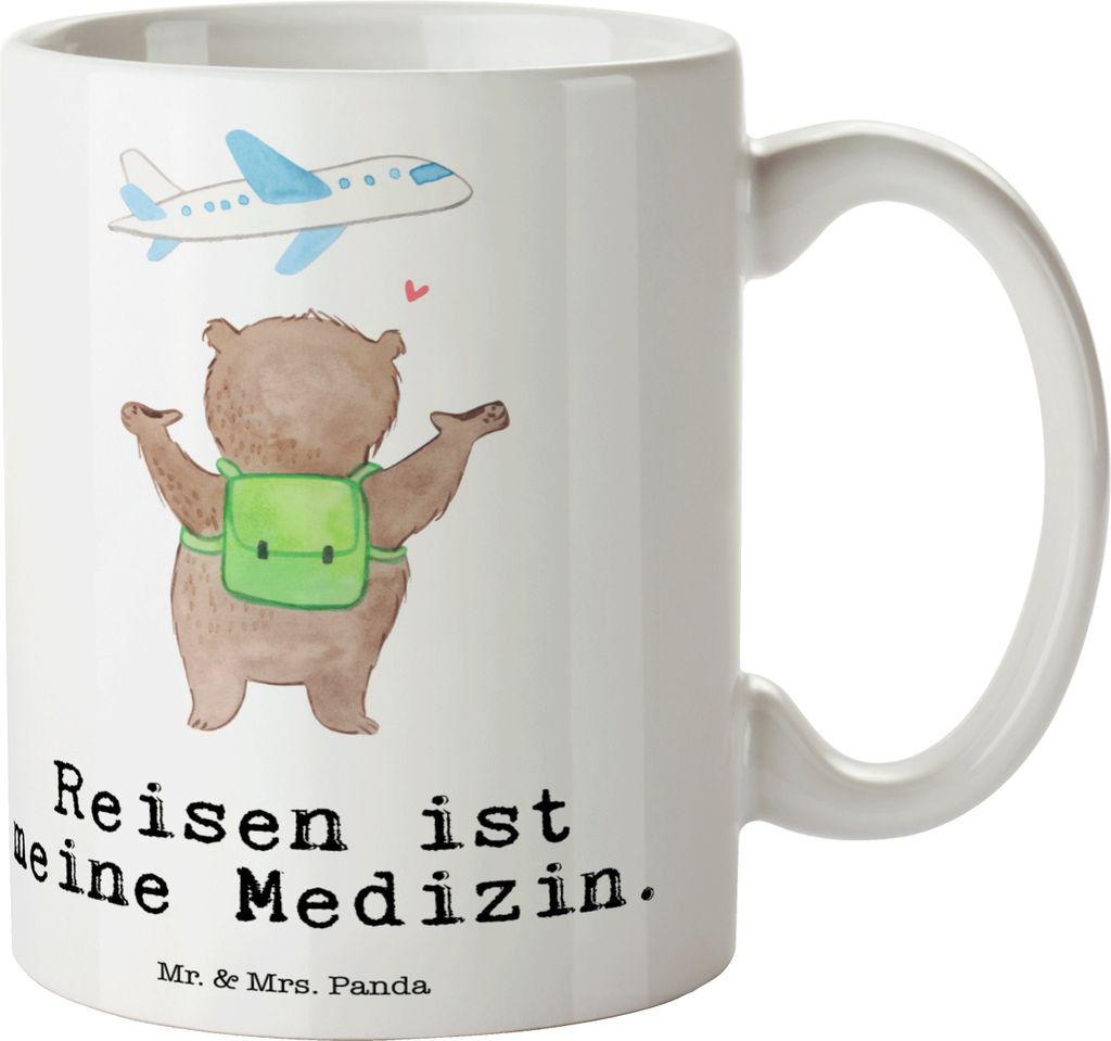Mr. & Mrs. Panda Tasse Bär Reisen - Weiß - Geschenk, Auslandsjahr, Kaffeetasse, Sportart, Teetasse, Urlaube, Reisebüro, schöne, haferl, Reiseve...