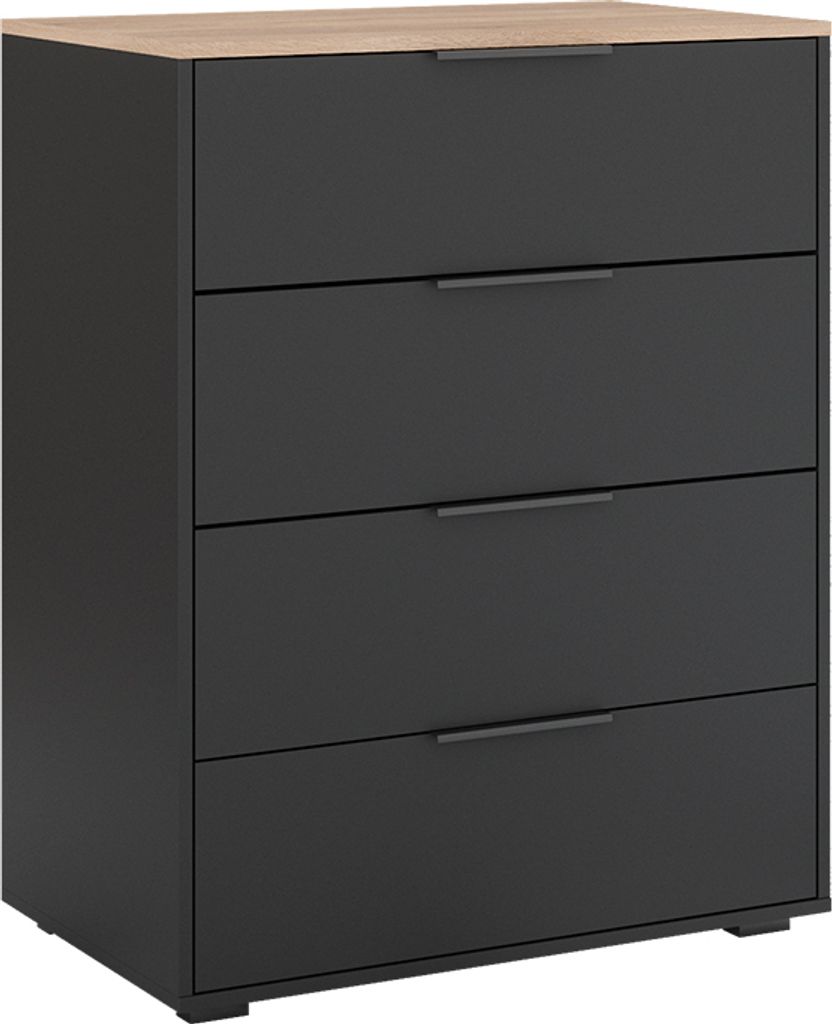 Kommode Vicco Betti Anthrazit/Sonoma 30 x 83.6 cm mit 4 Schubladen, Model 41617