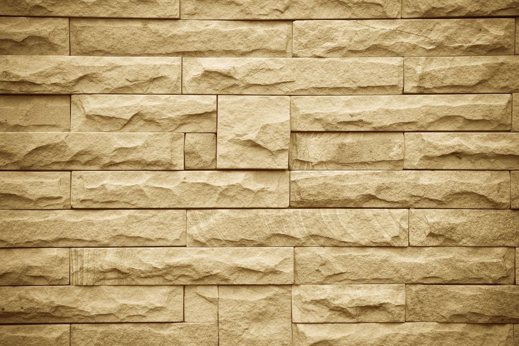 Wallario Wandbild aus Acryl, 90 x 60 cm, freischwebende Optik - Steinwand gelb