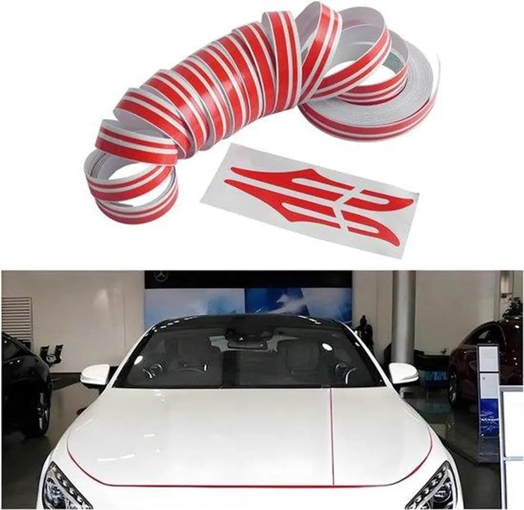 Bandes Adhésives Rouges pour Voiture Style Tuning Sportif en Vinyle Durable