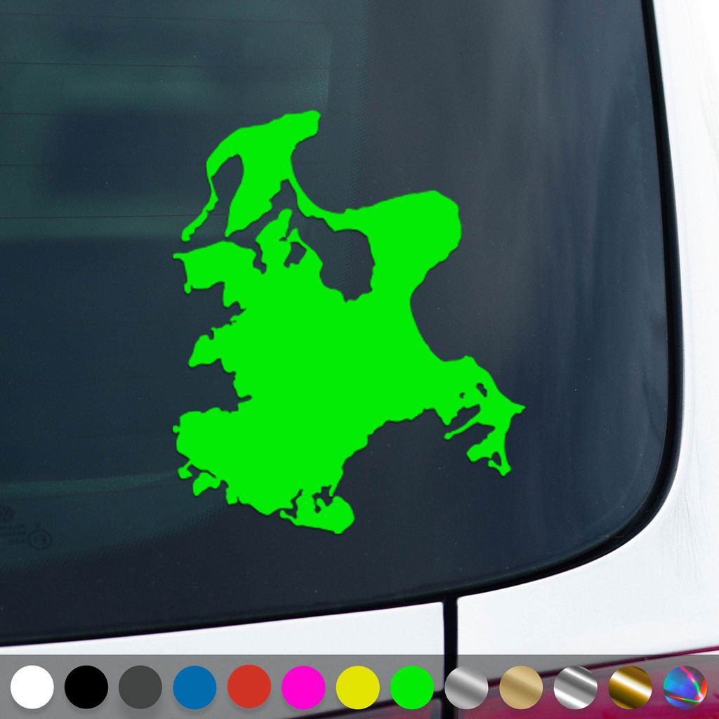 PantherPixel Insel Rügen Aufkleber Umriss Kontur Ostsee Sticker Auto Geschenkidee Farbe Neon-Grün