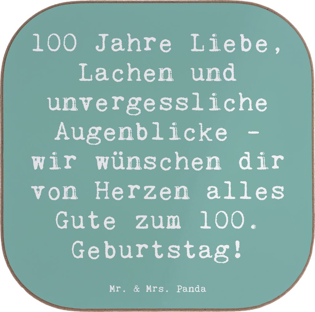 Mr. & Mrs. Panda Tischuntersetzer Spruch 100. Geburtstag - Meeresbrise - Geschenk, Liebe, Untersetzer für Gläser, unvergessliche Momente, Happy B...