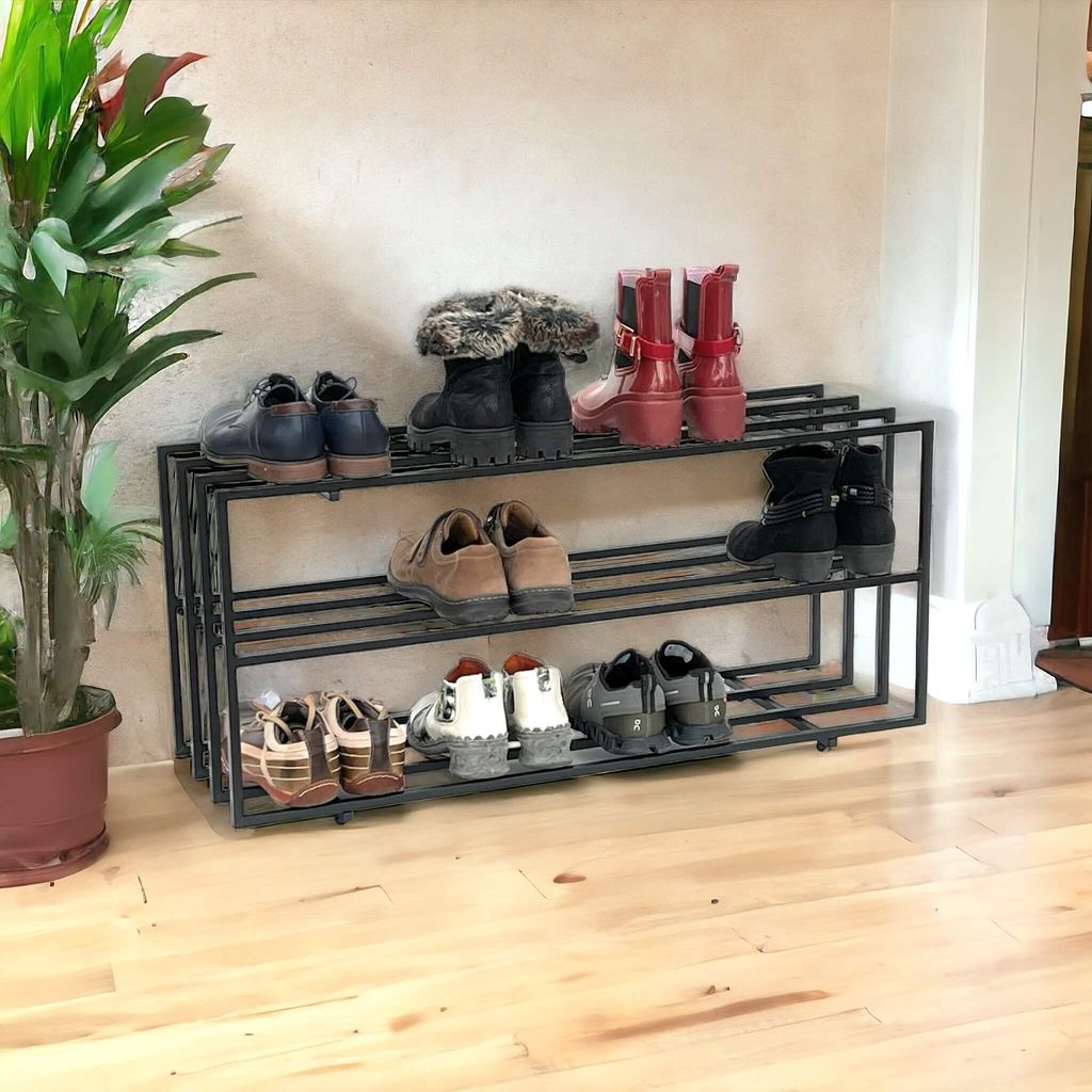 DanDiBo Schuhregal Metall Schwarz 3 Ebenen 96552