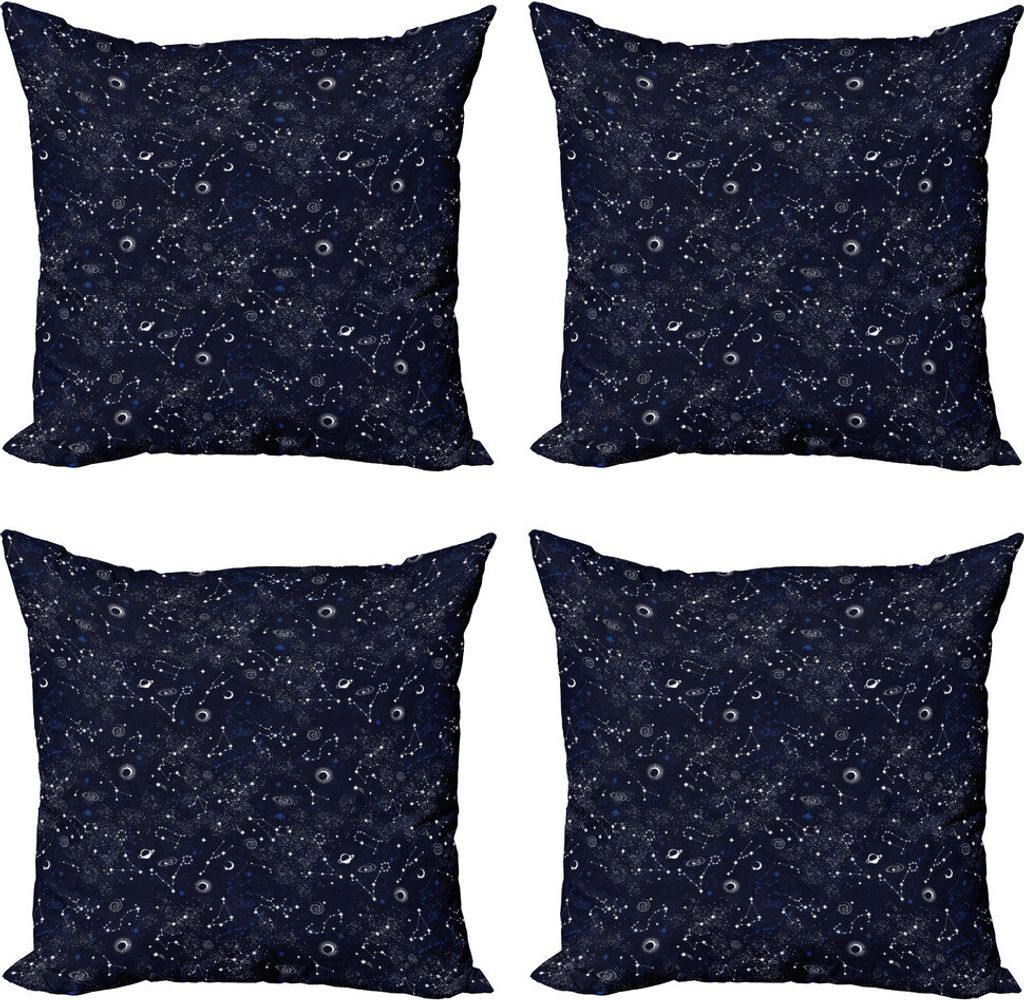 ABAKUHAUS Blauer Himmel Kissenbezug Set (4 Stück), Stern-Konstellation-Kunst, Moderner Doppelseitiger Digitaldruck, 40 cm x 40 cm, Dark Night Blau...