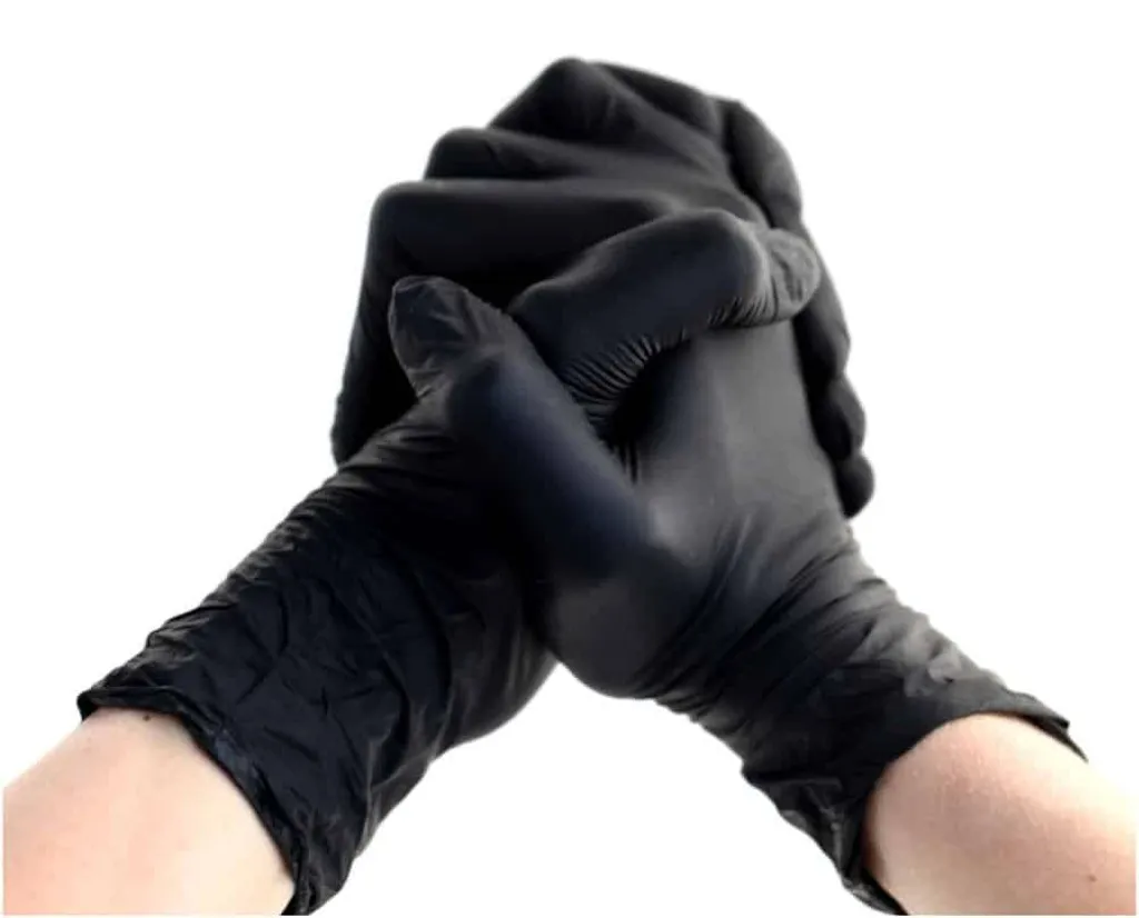 Gants Nitrile Noirs Taille M Sans Poudre Anti-Allergie et Résistants