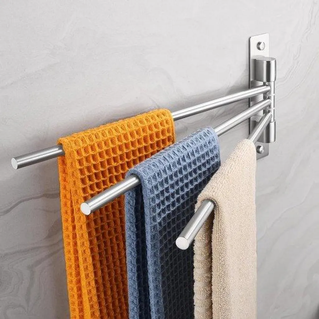 Sèche-serviette mural rotatif en inox pour petite salle de bain