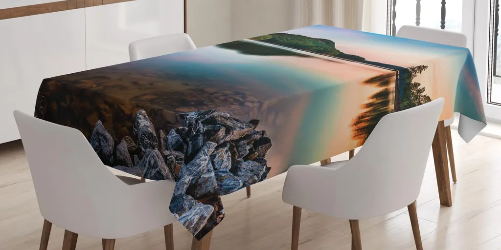 ABAKUHAUS Tovaglia See, Lago Allatoona nel Red Rock Mountain State Park a nord di Atlanta Scenic Spring Sunrise, 140 x 170 cm, multicolore