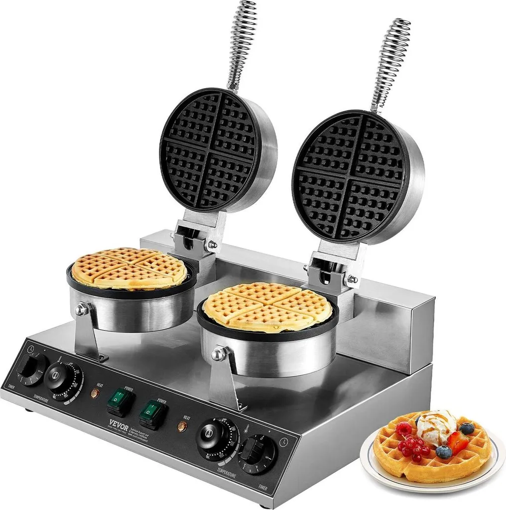 Gaufrier commercial à double tête 2460W - Gaufrier rond antiadhésif