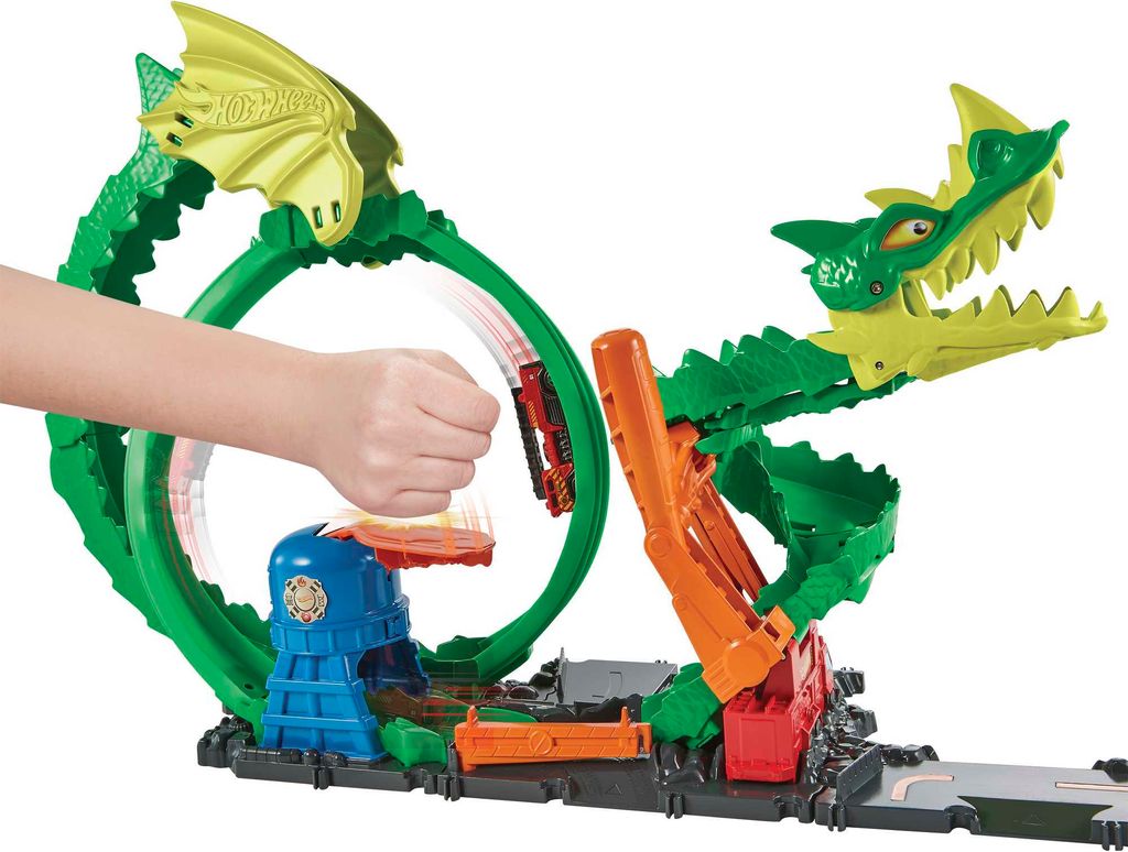 Hot Wheels City Drachen Luftangriff Set - Mit Batteriebetriebenem Robo-Drachen & Fahrzeug