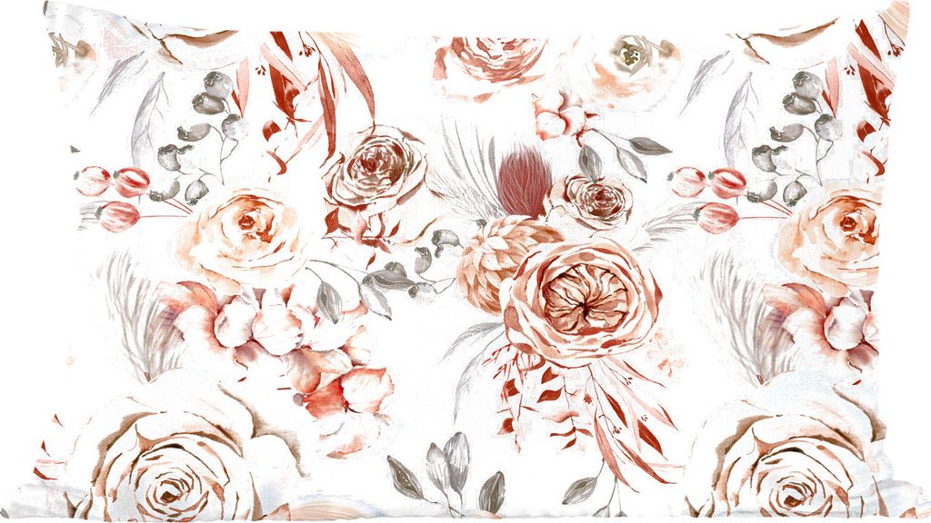 MuchoWow Zierkissen Sofakissen Wohnzimmer Dekokissen 50x30 cm Rosen - Boho - Muster - Wohnzimmerdekoration - Polster mit Photo