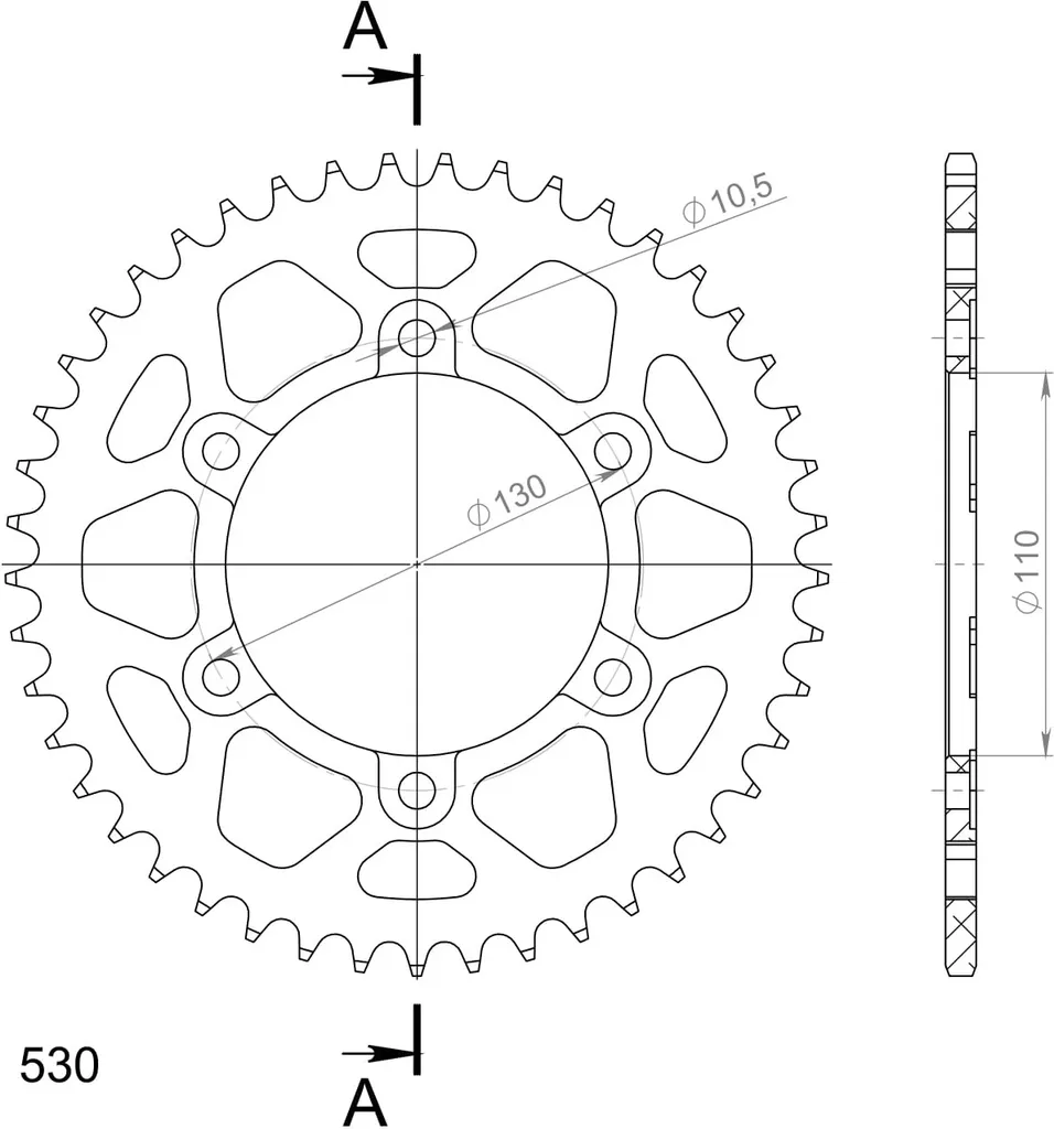 Couronne Supersprox Noire 45Z Pas 530 Ultra Légère et Durable