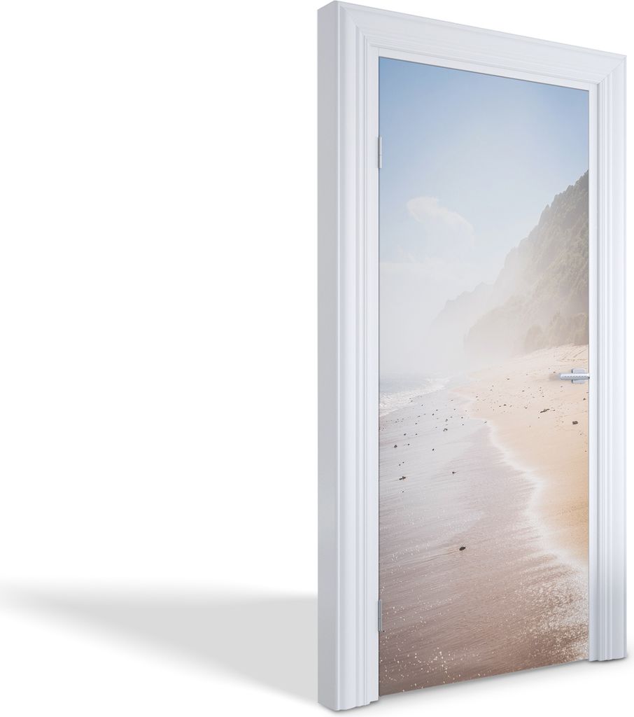 Türdeko Aufkleber Selbstklebende Wandsticker Personalisiert - Nebliger Strand - 95 x 205 cm